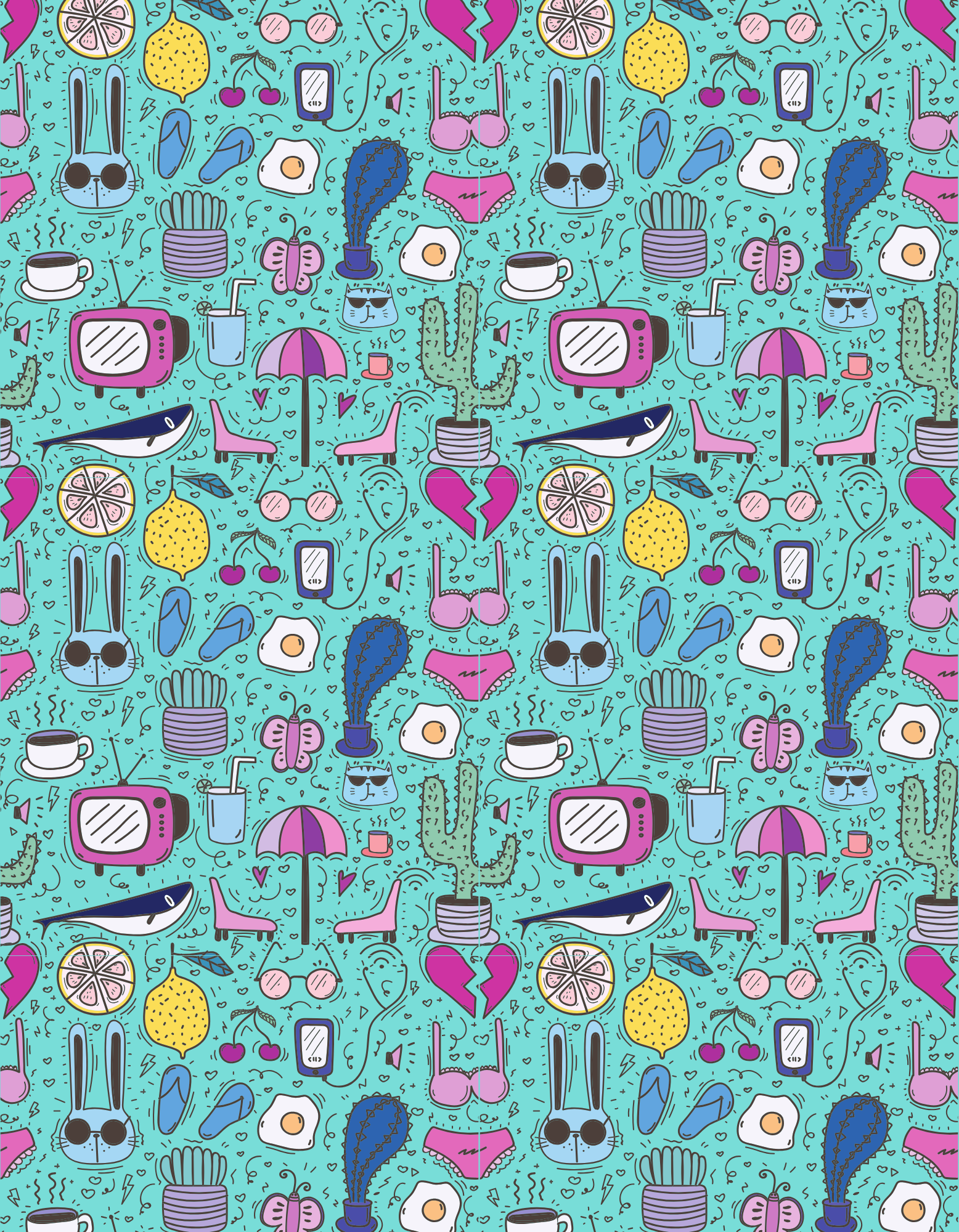 Board Short - Playful Summer Doodle