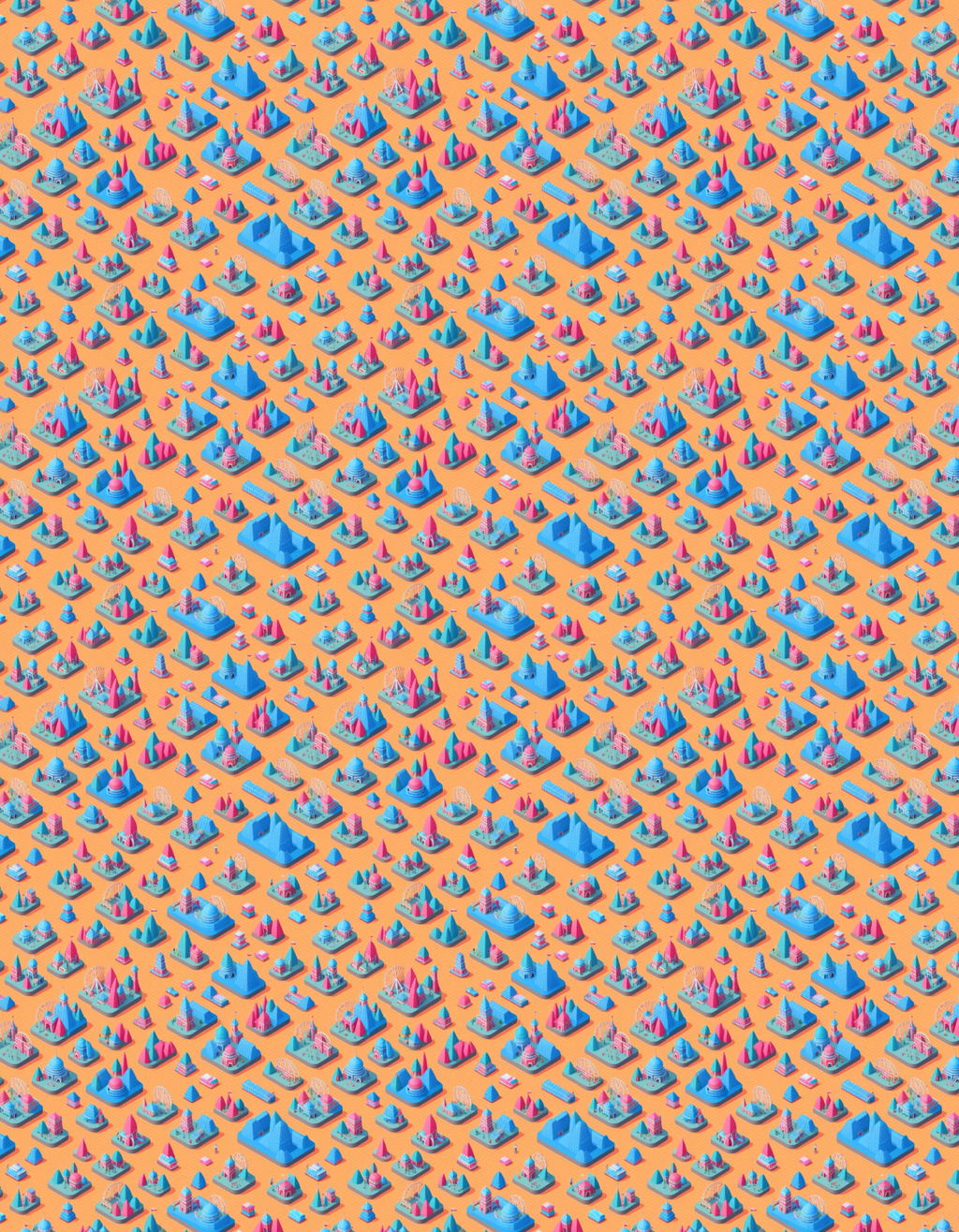 Golf Polo - Geometric Landscape Pattern