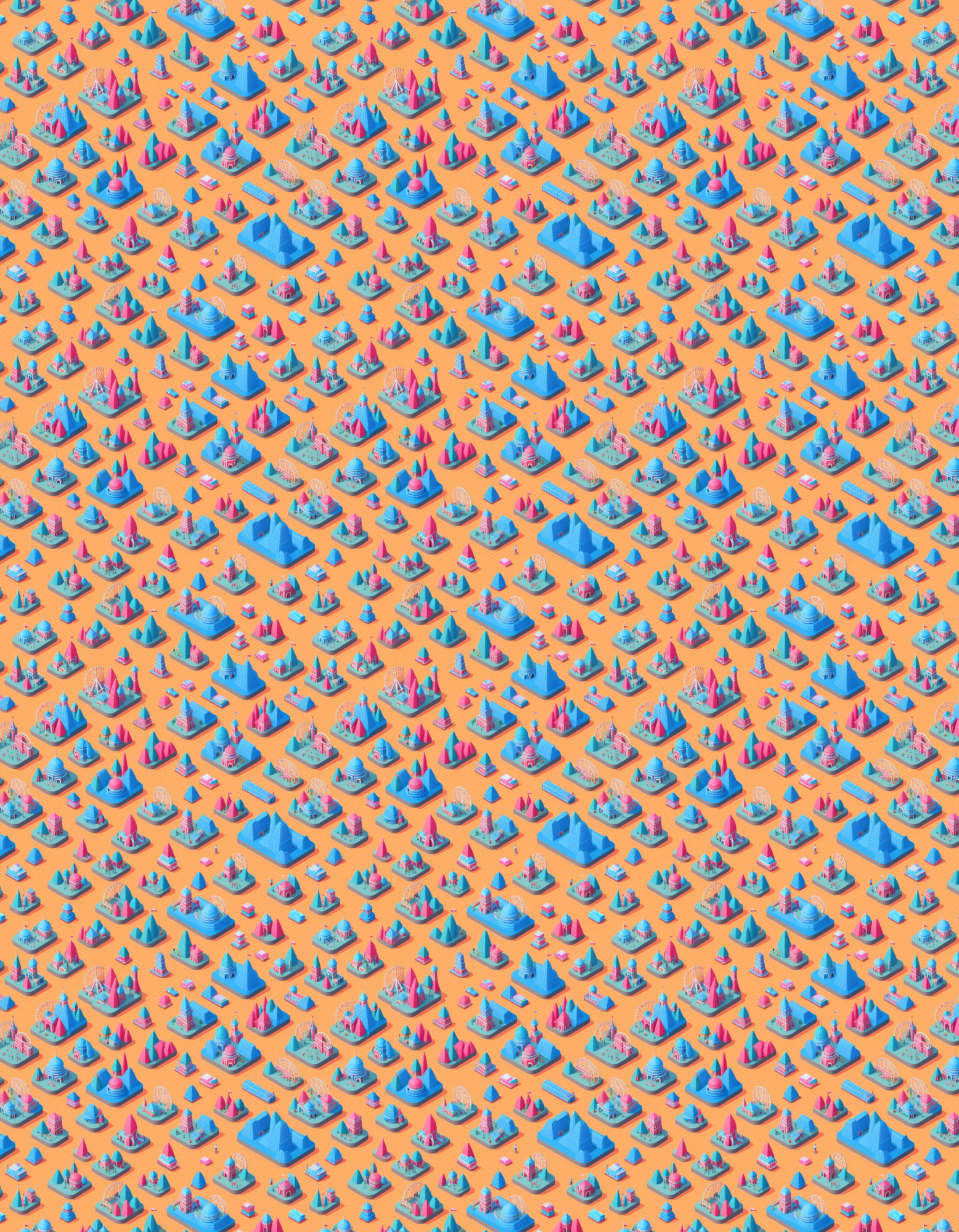 Golf Polo - Geometric Landscape Pattern