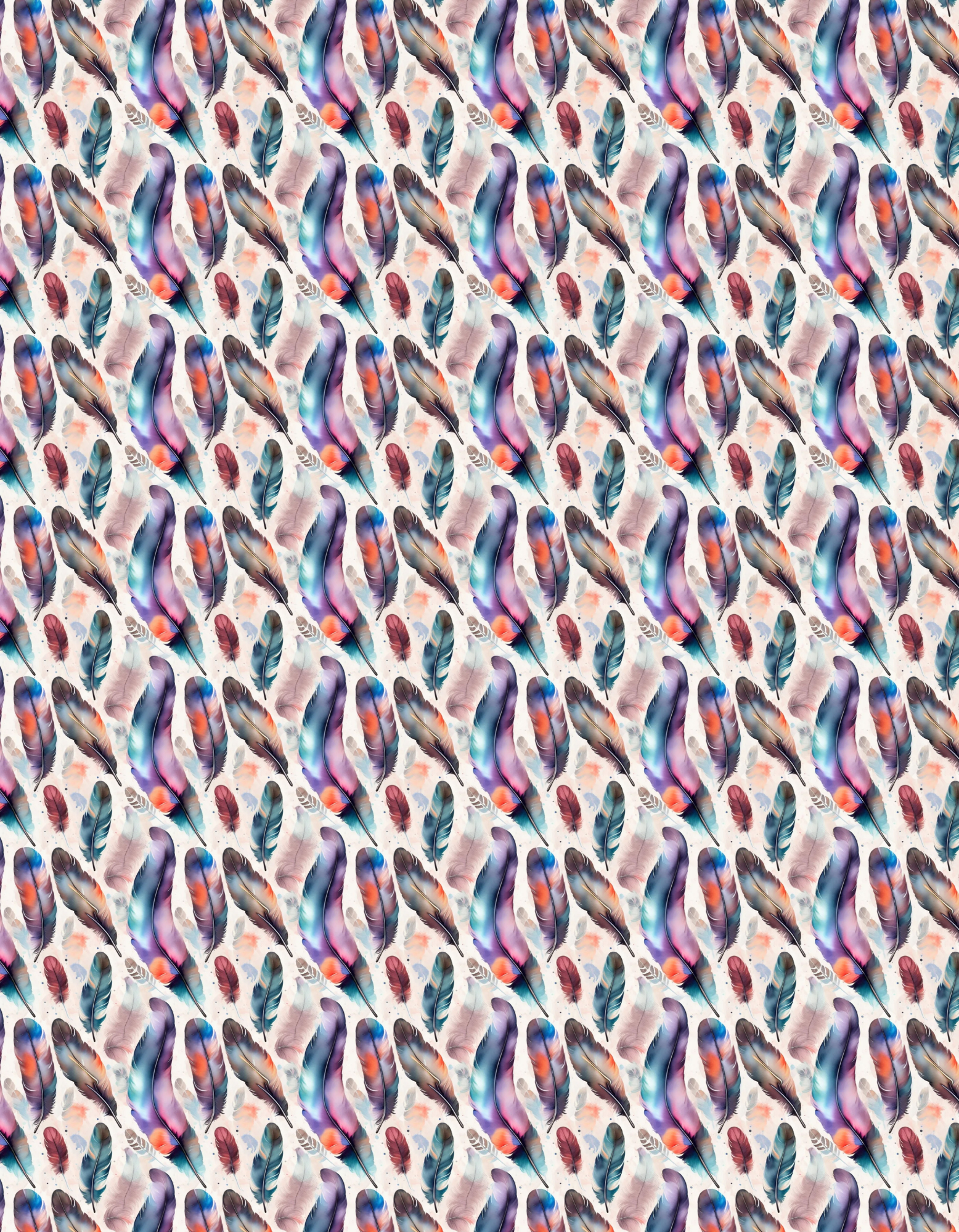 Golf Polo - Watercolor Feather Pattern