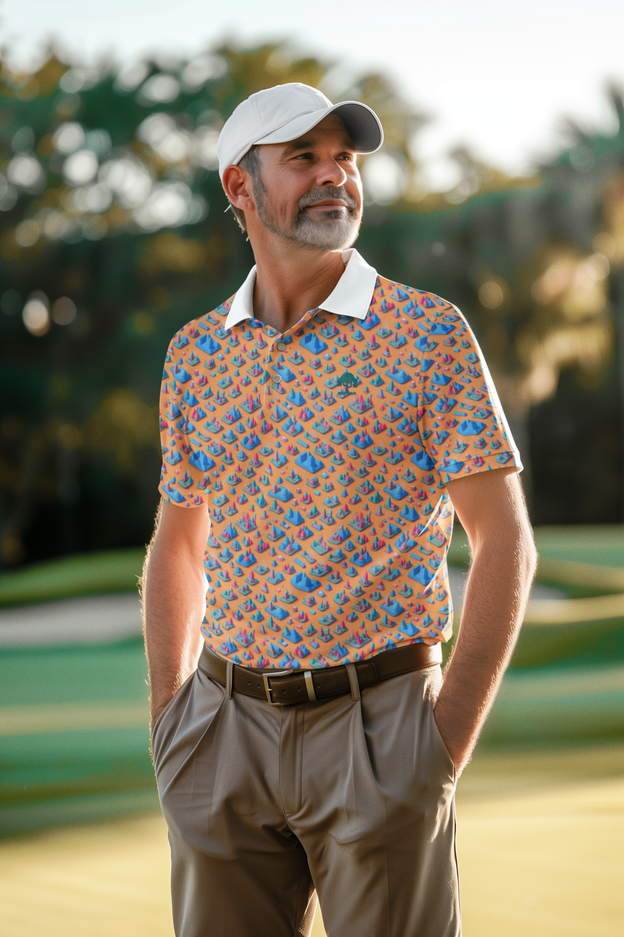 Golf Polo - Geometric Landscape Pattern