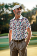 Golf Polo - Watercolor Feather Pattern