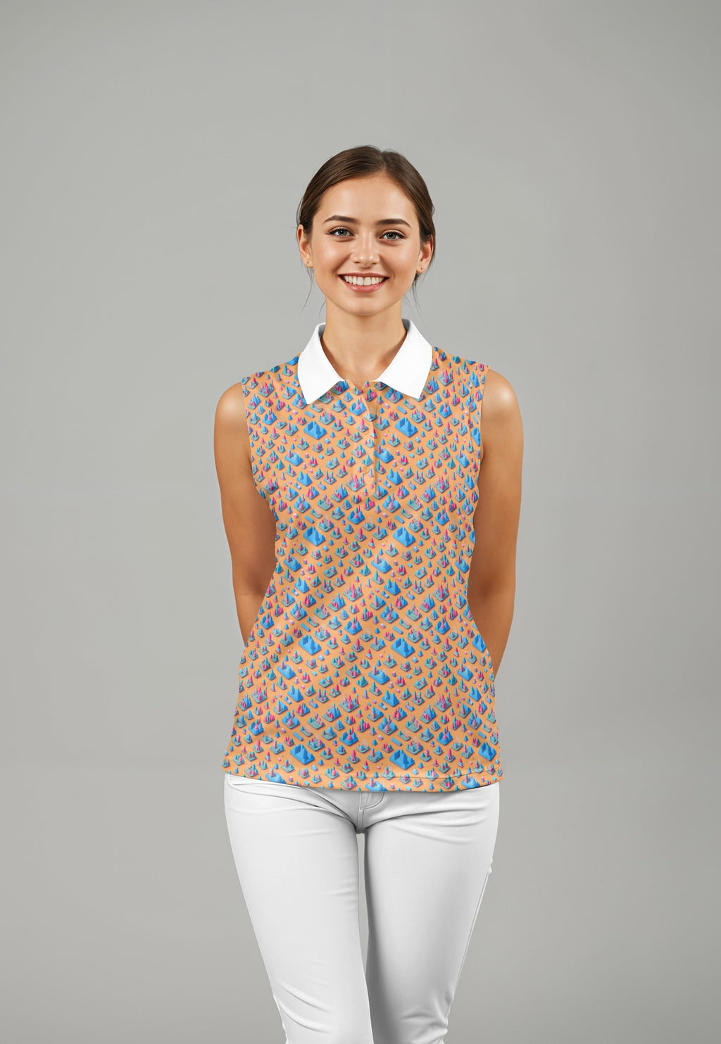 Golf Polo - Geometric Landscape Pattern