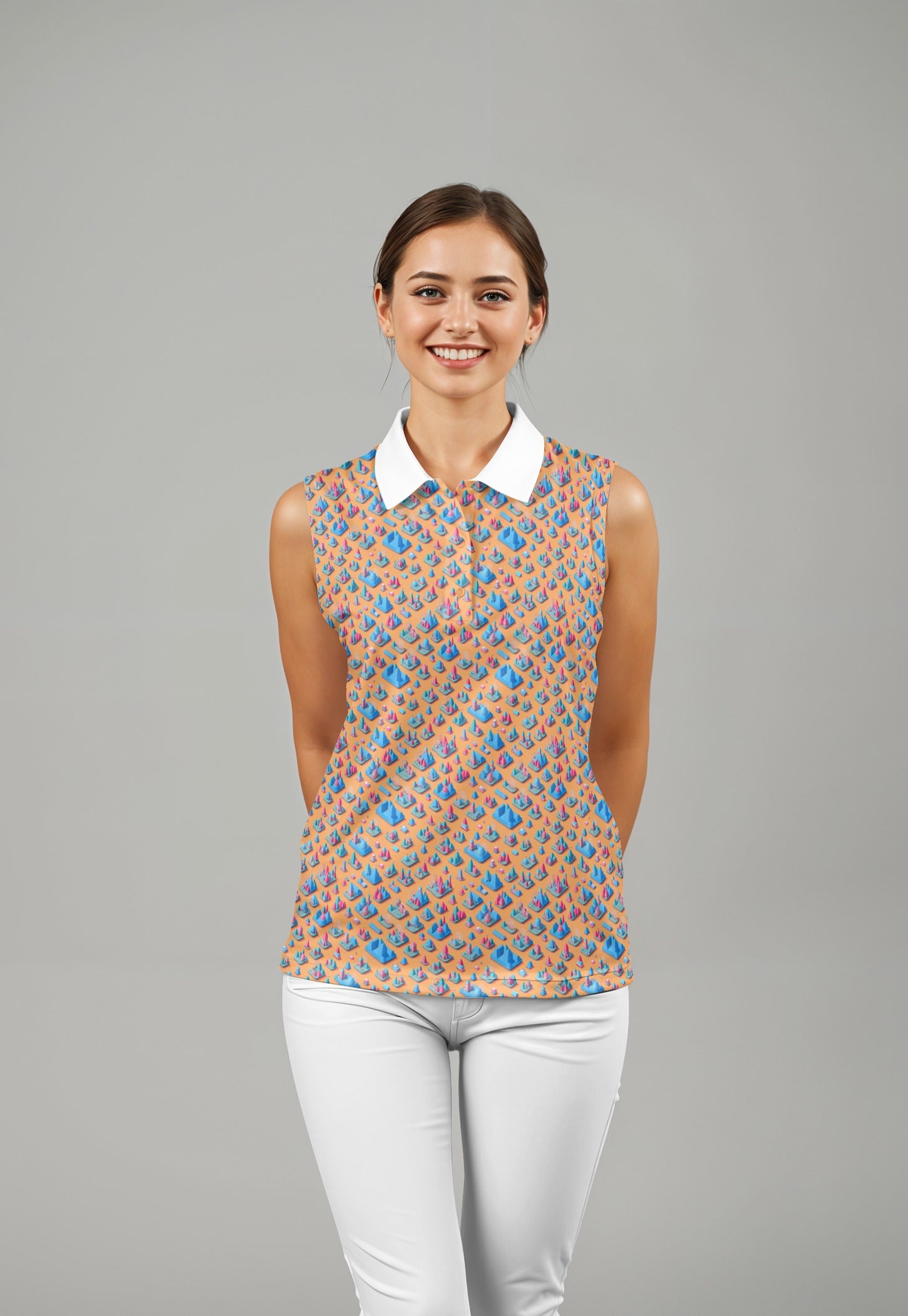Golf Polo - Geometric Landscape Pattern